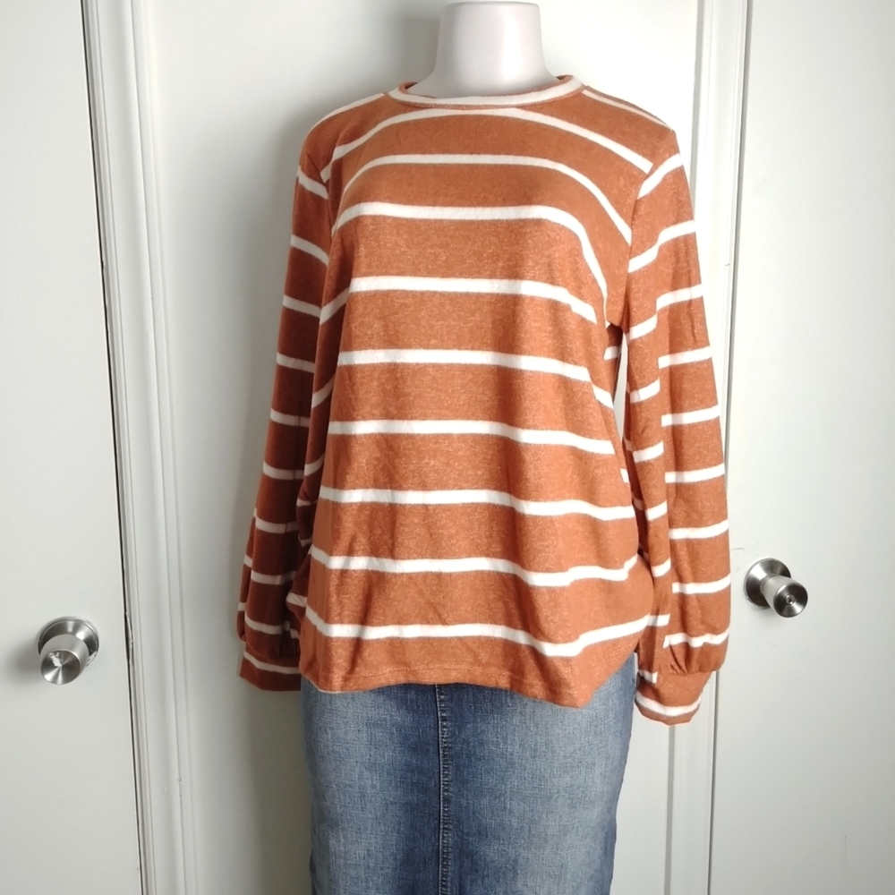 Burnt Orange Stripe Sweater Top